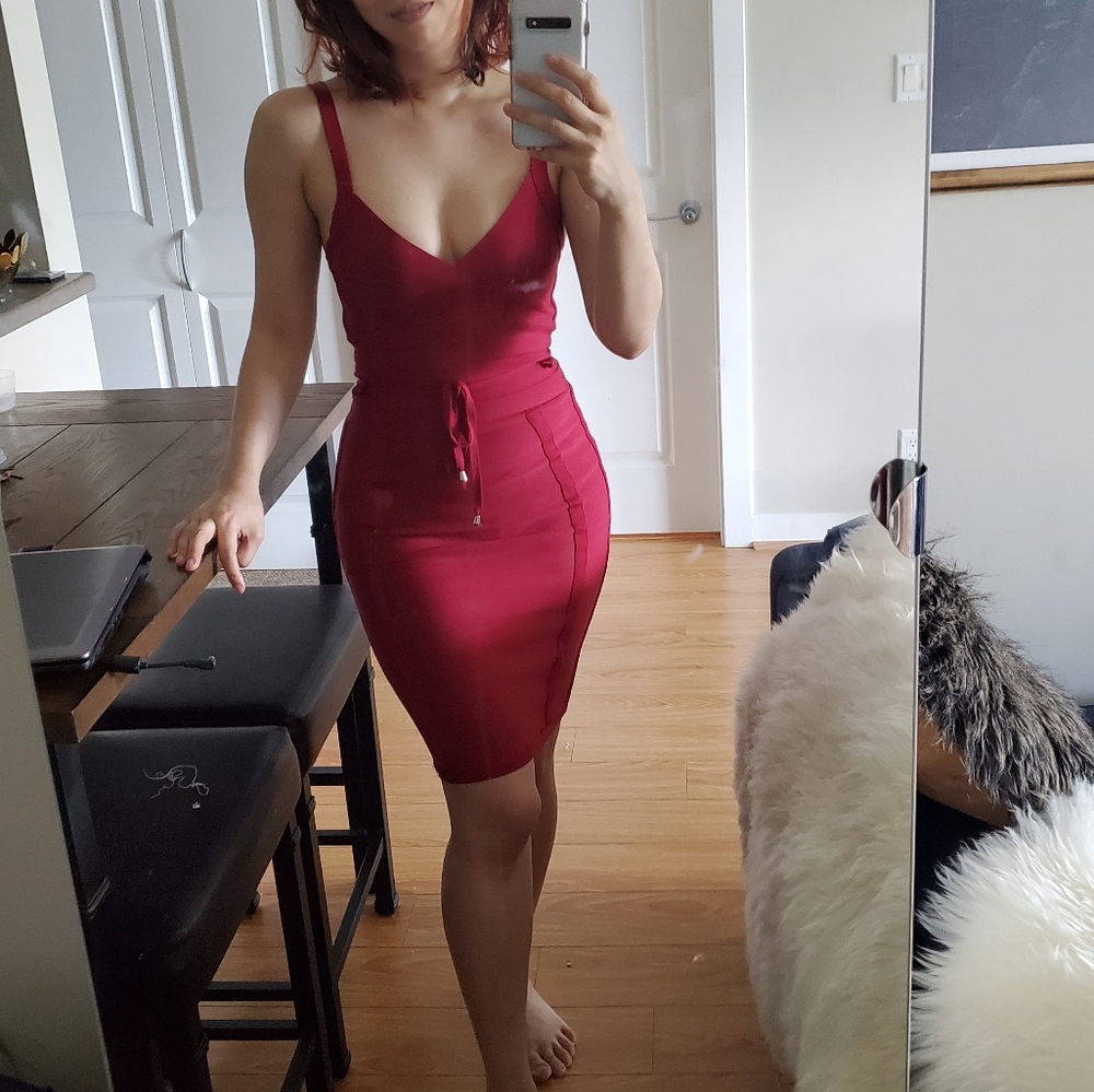 Wine Red Bandage Dress